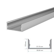 LED профіль накладний ЛП-10 (23х10мм) 2м з напівматовим розсіювачем у комплекті