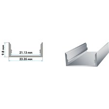 LED профіль накладний ЛП-10 (23х10мм) 2м з напівматовим розсіювачем у комплекті